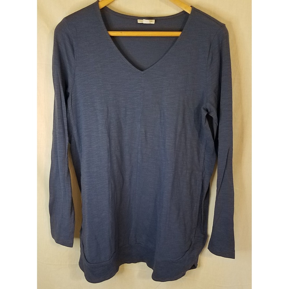 J.Jill Pullover Tunic Pockets Blue‎ Long Sleeve V Neck Sz Small